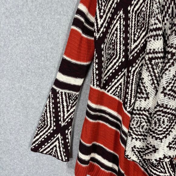 Knox Rose Cardigan Sweater Womens XS Orange Brown‎ Aztec Southwest Boho Tribal - Picture 4 of 11